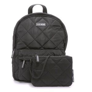 Steve Madden Quilted Black Backpack Set